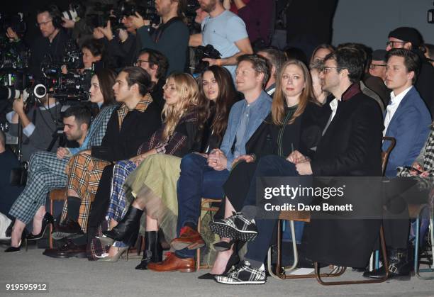 Michelle Dockery, James Righton, Sienna Miller, Keira Knightley, Simon Woods, Chelsea Clinton and Marc Mezvinsky wearing Burberry at the Burberry...