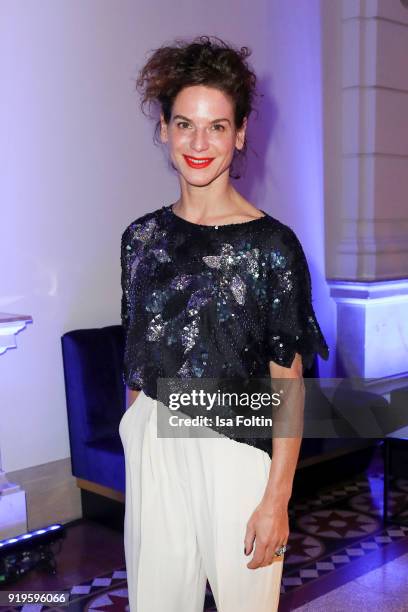 German actress Bibiana Beglau attends the Blue Hour Reception hosted by ARD during the 68th Berlinale International Film Festival Berlin on February...