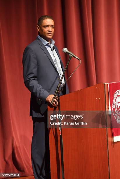 Louisiana U.S. Representative Cedric Richmond speaks onstage at 2018 Reflections Of Excellence at Morehouse College on February 17, 2018 in Atlanta,...