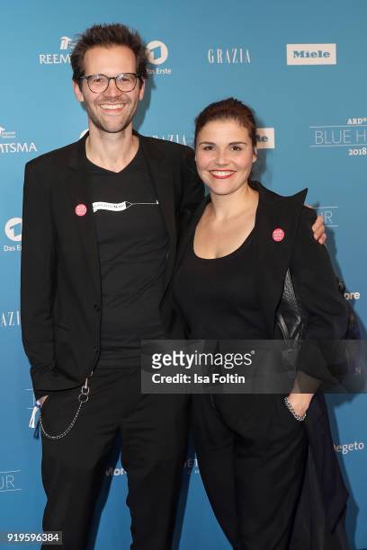 German actress Katharina Wackernagel and her brother director Jonas Grosch attend the Blue Hour Reception hosted by ARD during the 68th Berlinale...
