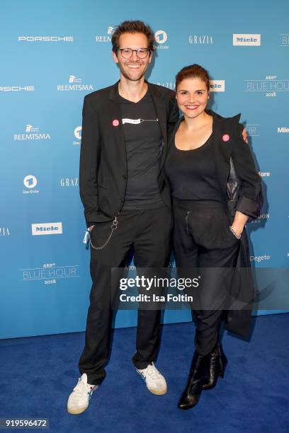 German actress Katharina Wackernagel and her brother director Jonas Grosch attend the Blue Hour Reception hosted by ARD during the 68th Berlinale...