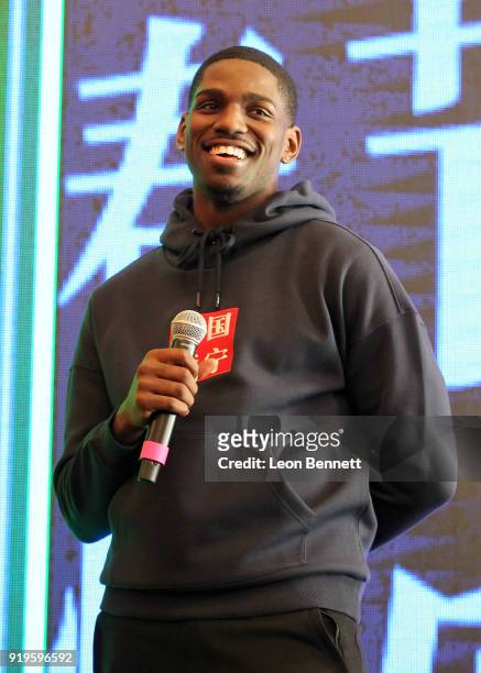 Basketball player Jawun Evans at the Li-Ning All Star Weekend at The Los Angeles Athletic Club on February 16, 2018 in Los Angeles, California.