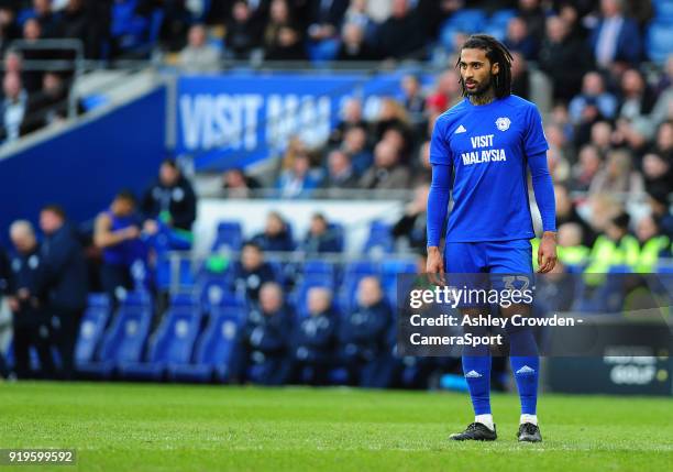 Cardiff City's Armand Traore during the Sky Bet Championship match between Cardiff City and Middlesbrough at Cardiff City Stadium on February 17,...