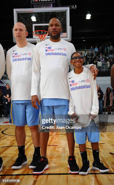 Former NBA Player Ron Harper stands for the national anthem during the 2018 NBA Cares Unified Basketball Game as part of 2018 NBA All-Star Weekend on...
