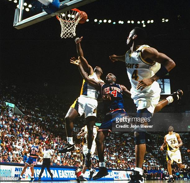 Playoffs: New York Knicks Charles Oakley in action vs Indiana Pacers LaSalle Thompson . Game 4. Indianapolis, IN 5/30/1994 CREDIT: John Biever