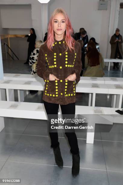 Lady Mary Charteris attends the House of Holland show during London Fashion Week February 2018 at TopShop Show Space on February 17, 2018 in London,...