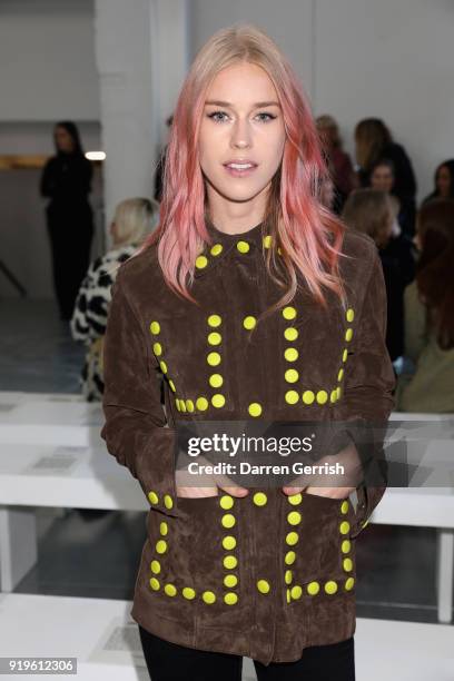 Lady Mary Charteris attends the House of Holland show during London Fashion Week February 2018 at TopShop Show Space on February 17, 2018 in London,...