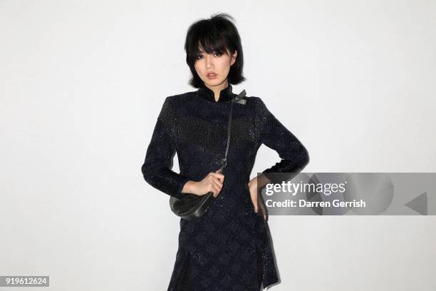 Betty Bachz attends the House of Holland show during London Fashion Week February 2018 at TopShop Show Space on February 17, 2018 in London, England.