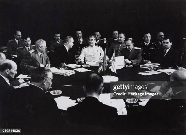 Stalin at the Potsdam Conference, July 1945, 1945. Found in the Collection of Moscow Photo Museum .