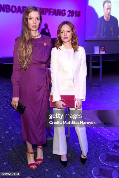 Pheline Roggan and Lavinia Wilson attend the Medienboard Berlin-Brandenburg Reception during the 68th Berlinale International Film Festival Berlin at...