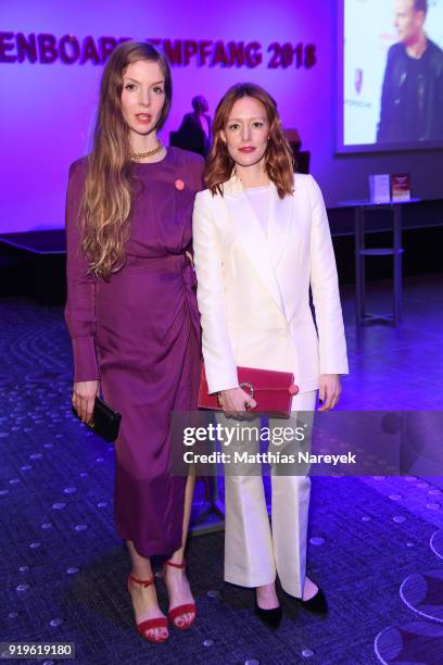 Pheline Roggan and Lavinia Wilson attend the Medienboard Berlin-Brandenburg Reception during the 68th Berlinale International Film Festival Berlin at...