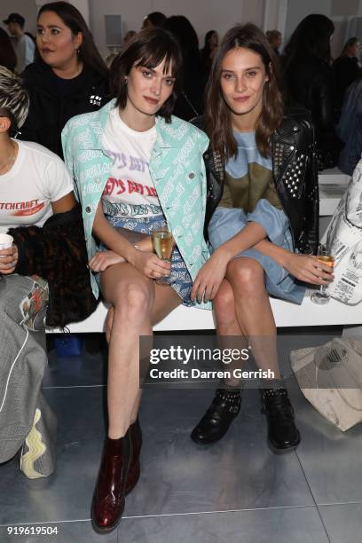 Charlotte Wiggins and Sam Rollinson attend the House of Holland show during London Fashion Week February 2018 at TopShop Show Space on February 17,...