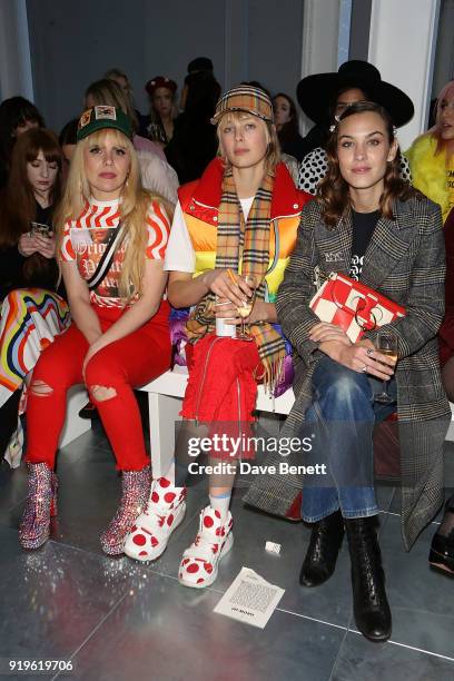 Paloma Faith, Edie Campbell and Alexa Chung attend the House of Holland show during London Fashion Week February 2018 at TopShop Show Space on...