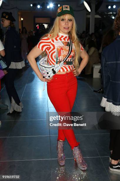 Paloma Faith attends the House of Holland show during London Fashion Week February 2018 at TopShop Show Space on February 17, 2018 in London, England.