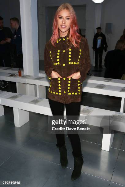 Mary Charteris attends the House of Holland show during London Fashion Week February 2018 at TopShop Show Space on February 17, 2018 in London,...