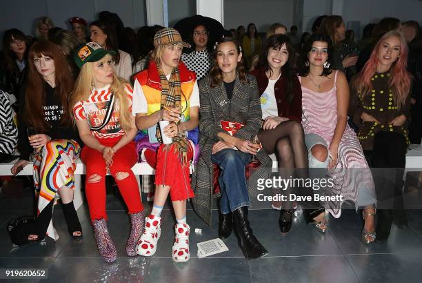 Nicola Roberts, Paloma Faith, Edie Campbell, Alexa Chung, Daisy Lowe, Pixie Geldof and Mary Charteris attend the House of Holland show during London...