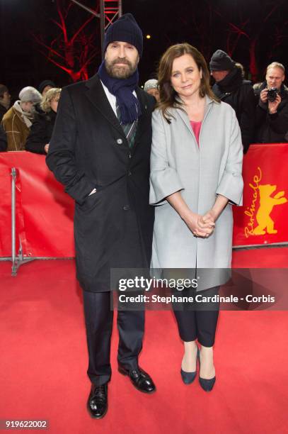 Rupert Everett and Emily Watson attend the 'The Happy Prince' premiere during the 68th Berlinale International Film Festival Berlin at...