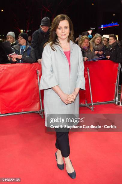 Emily Watson attends the 'The Happy Prince' premiere during the 68th Berlinale International Film Festival Berlin at Friedrichstadtpalast on February...
