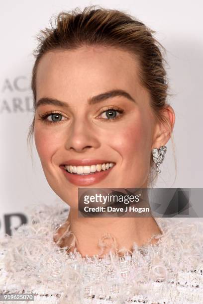 Margot Robbie attends the EE British Academy Film Awards nominees party at Kensington Palace on February 17, 2018 in London, England.