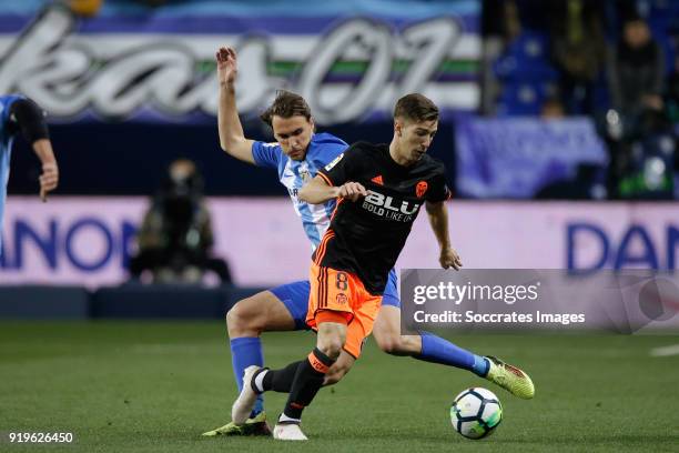 Luciano Vietto of Valencia CF during the La Liga Santander match between Malaga v Valencia at the Estadio La Rosaleda on February 17, 2018 in Malaga...