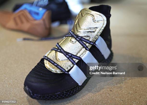 Custom adidas at Maker Lab at adidas Creates 747 Warehouse St. - an event in basketball culture on February 17, 2018 in Los Angeles, California.