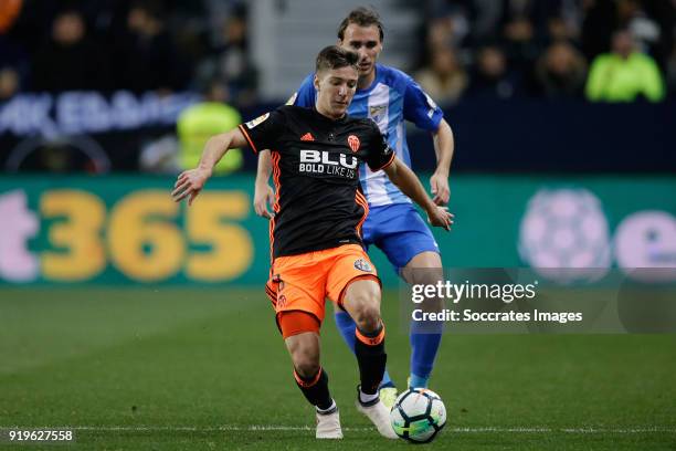 Luciano Vietto of Valencia CF during the La Liga Santander match between Malaga v Valencia at the Estadio La Rosaleda on February 17, 2018 in Malaga...