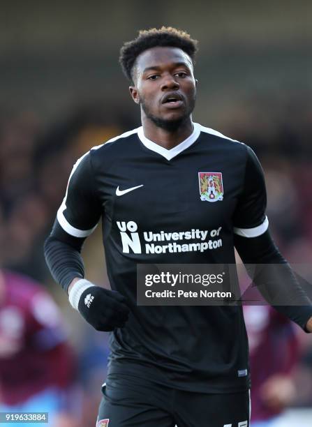 Gboly Ariyibi of Northampton Town in action during the Sky Bet League One match between Scunthorpe United and Northampton Town at Glanford Park on...