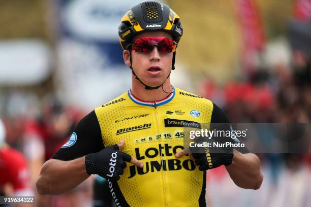 Dylan Groenewegen of Team Lotto NL-Jumbo wins the 4th stage of the cycling Tour of Algarve between Almodovar and Tavira, on February 17, 2018.