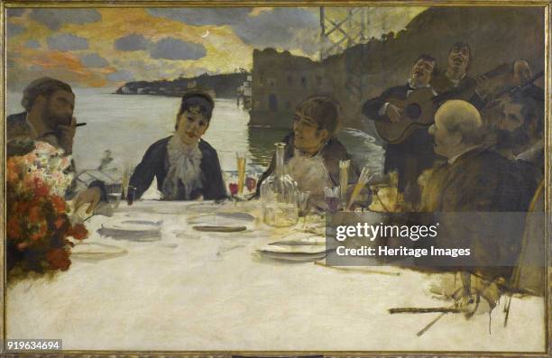 Dinner at Posillipo, after 1878. Found in the Collection of Galleria d'arte moderna, Milano.