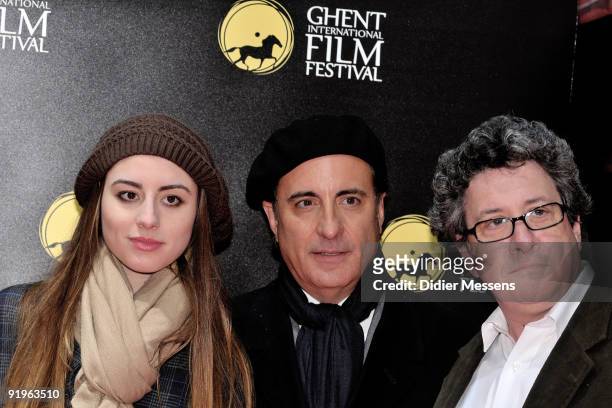 Andy Garcia, his daughter Dominik Garcia and Raymond De Felitta visit the Ghent film festival to promote the film 'City Island' on October 16, 2009...