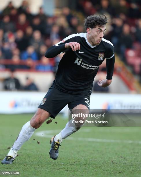 Matt Crooks of Northampton Town in action during the Sky Bet League One match between Scunthorpe United and Northampton Town at Glanford Park on...