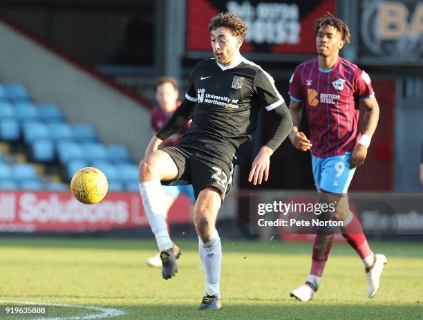 Matt Crooks of Northampton Town in action during the Sky Bet League One match between Scunthorpe United and Northampton Town at Glanford Park on...