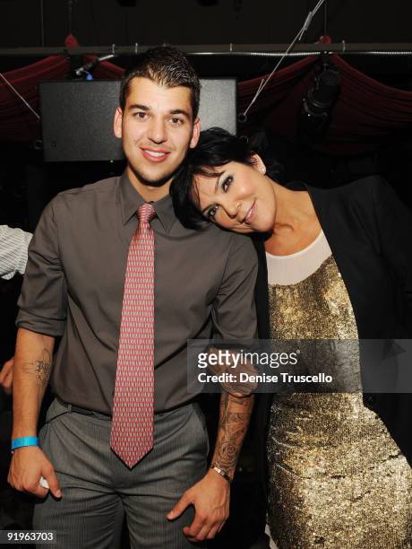 Rob Kardashian and Kris Kardashian attends TAO Nightclub at the Venetian on October 16, 2009 in Las Vegas, Nevada.