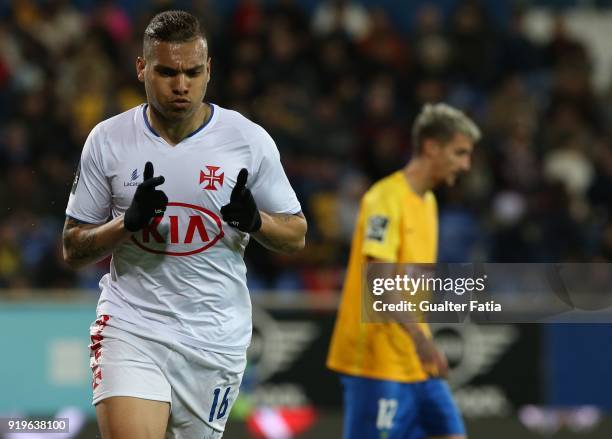 Os Belenenses forward Maurides from Brazil celebrates after scoring a goal during the Primeira Liga match between GD Estoril Praia and CF Os...