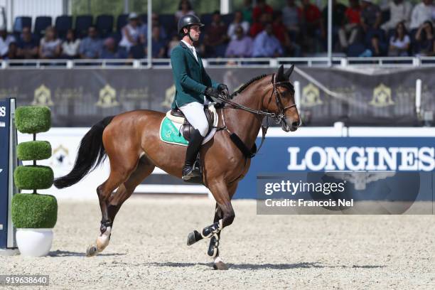 David Simpson of Ireland Koeki during The President of the UAE Show Jumping Cup at Al Forsan on February 17, 2018 in Abu Dhabi, United Arab Emirates