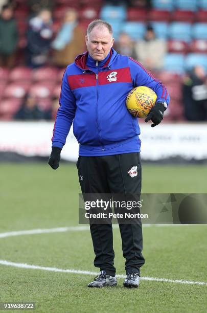 Scunthorpe United assistant manager Neil McDonald looks on prior to the Sky Bet League One match between Scunthorpe United and Northampton Town at...