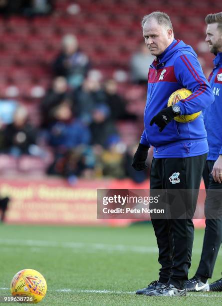 Scunthorpe United assistant manager Neil McDonald looks on prior to the Sky Bet League One match between Scunthorpe United and Northampton Town at...