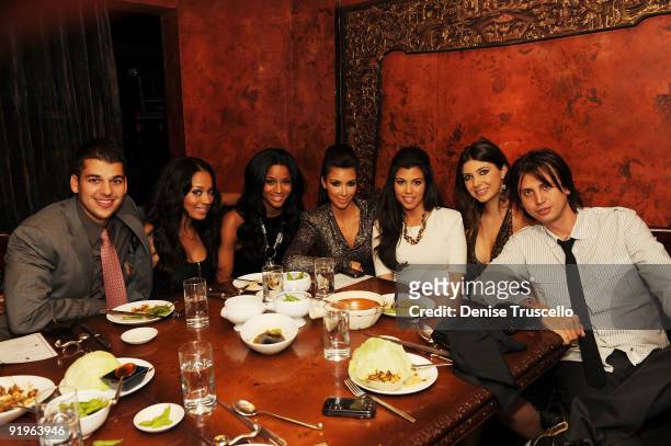 Rob Kardashian, Lala Vasquez, Ciara, Kim Kardashian, Kourtney Kardashian, Brittny Gastineau and Jonathan Cheban attend TAO Bistro at the Venetian on...