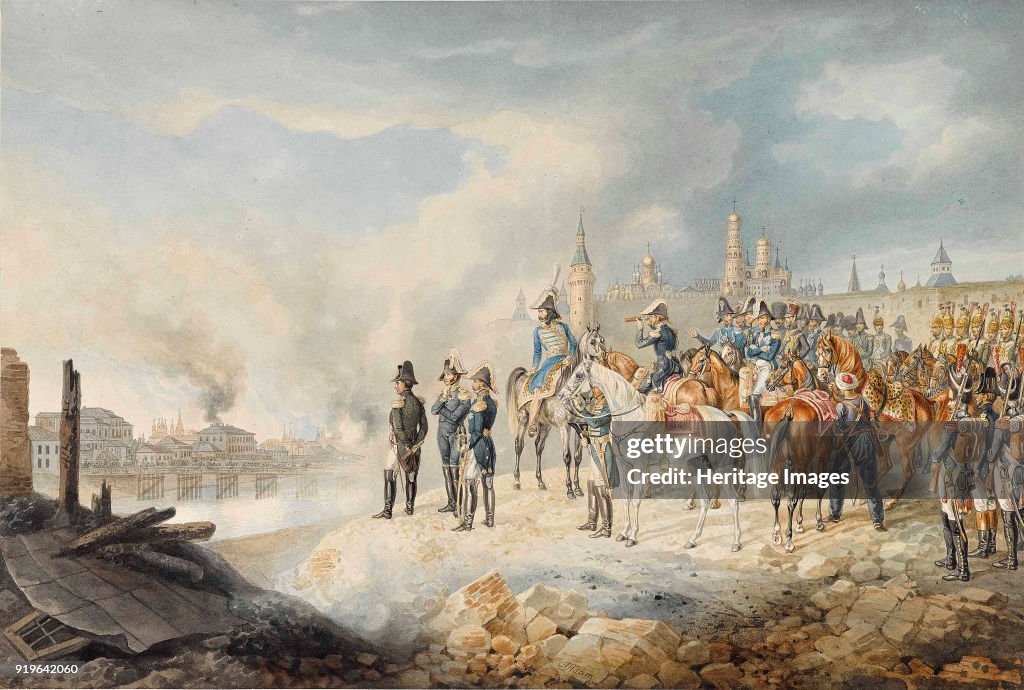 Napoleon And His Staff On A Hill Before The Burning Moscow