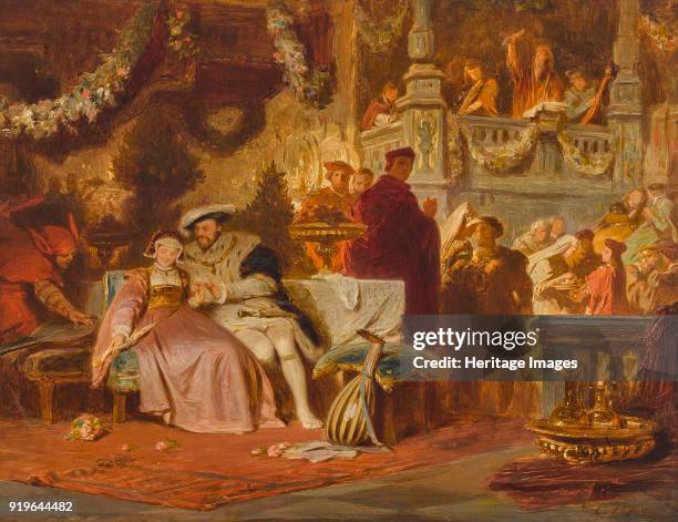 First meeting of Henry VIII and Anne Boleyn in the House of Cardinal Wolsey. Private Collection.