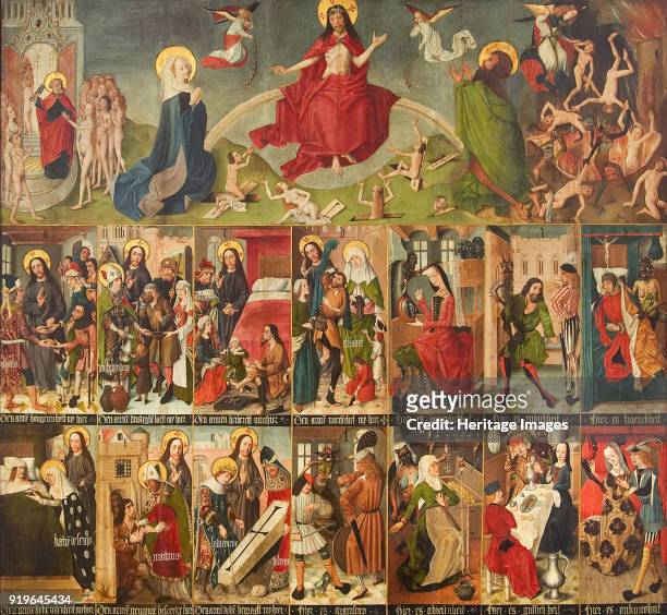 Last Judgment, the Seven Works of Mercy, and the Seven Deadly Sins, c. 1490-1499. Found in the Collection of Maagdenhuismuseum, Antwerp.