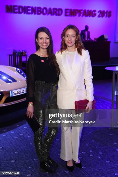 Anna Julia Kapfelsperger and Lavinia Wilson attend the Medienboard Berlin-Brandenburg Reception during the 68th Berlinale International Film Festival...