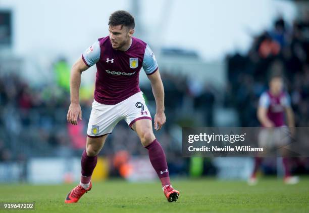 Scott Hogan of Aston Villa during the Sky Bet Championship match between Fulham and Aston Villa at Craven Cottage on February 17, 2018 in London,...