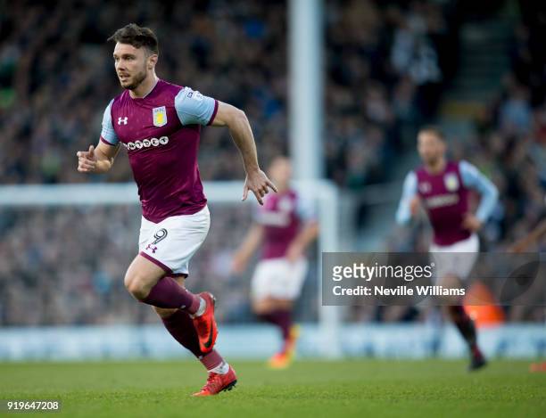 Scott Hogan of Aston Villa during the Sky Bet Championship match between Fulham and Aston Villa at Craven Cottage on February 17, 2018 in London,...