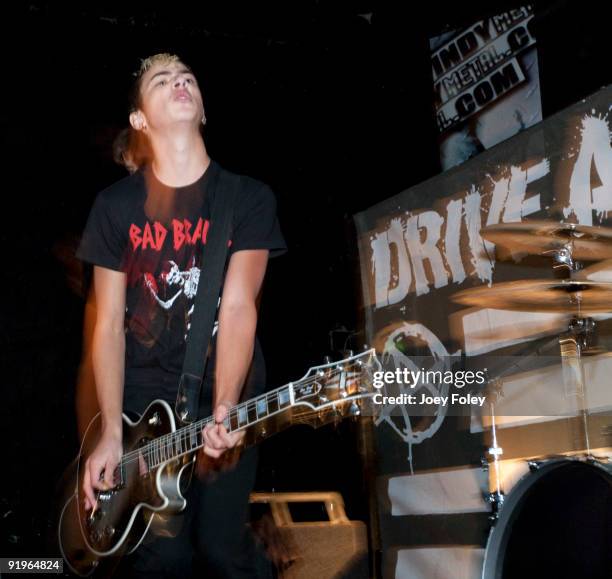 Bruno Mascolo of DRIVE A performs in concert at The Emerson Theater on October 16, 2009 in Indianapolis, Indiana.