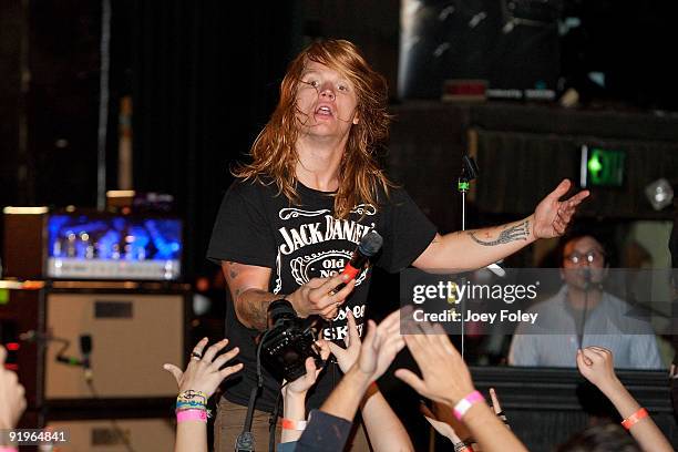 Aaron Gillespie and Matthew Schwartz of The Almost performs in concert at The Emerson Theater on October 16, 2009 in Indianapolis, Indiana.