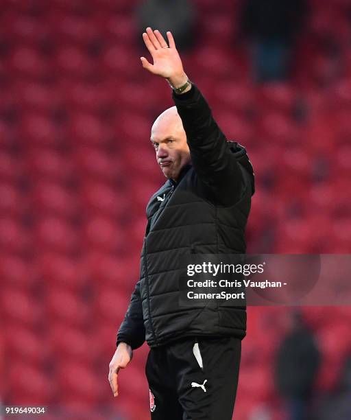 Fleetwood Town manager Uwe Rosler waves the fans following the Sky Bet League One match between Doncaster Rovers and Fleetwood Town at Keepmoat...