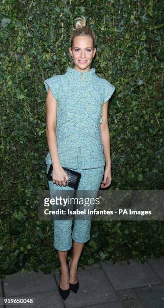Poppy Delevingne arriving at the Charles Finch and Chanel pre-Bafta party at the Mark's Club in Mayfair, London.