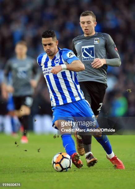 Beram Kayal of Brighton and Hove Albion in action with Jordan Shipley of Coventry City during the FA Cup Fifth Round match between Brighton and Hove...