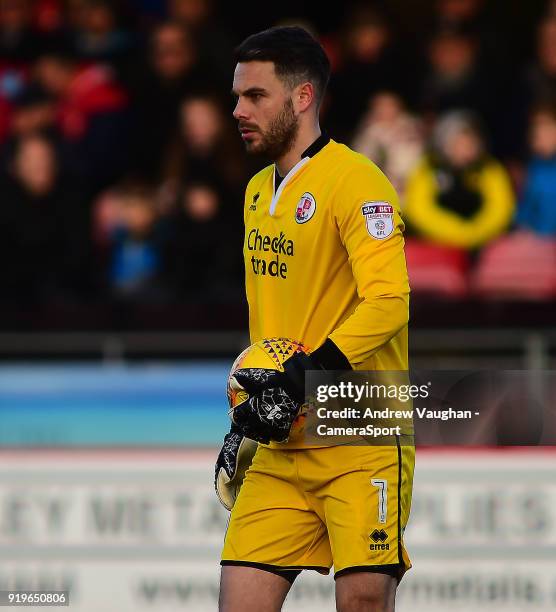 Crawley Town's Glenn Morris during the Sky Bet League Two match between Crawley Town and Lincoln City at Broadfield Stadium on February 17, 2018 in...